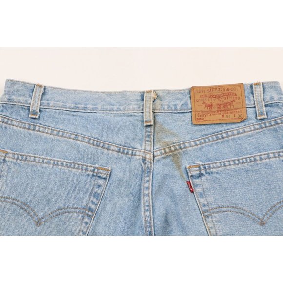 Vintage 90s Levis 550 Mens 34 Distressed Relaxed Fit Denim Jean Shorts Jorts USA - Picture 9 of 10